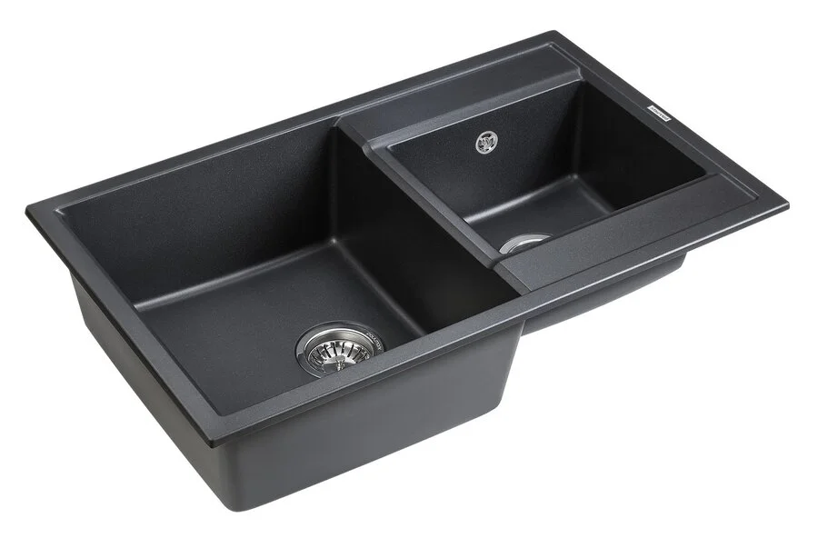 Мойка для кухни Paulmark Tandem 82 см черный металлик, прямоугольной формы - фото 3