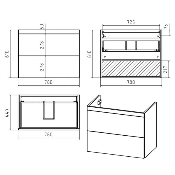 Тумба под раковину подвесная Misty Атлантик 80 см белая - фото 2