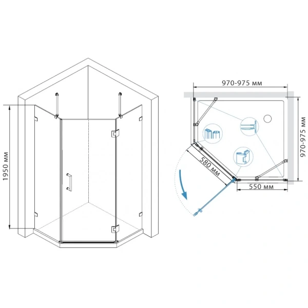 Душевой уголок RGW Hotel HO-82 100x100 см стекло матовое - фото 2