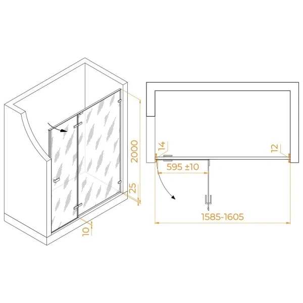 Душевая дверь в нишу RGW Stilvoll SV-004Gr 160 см профиль серый, стекло прозрачное - фото 4