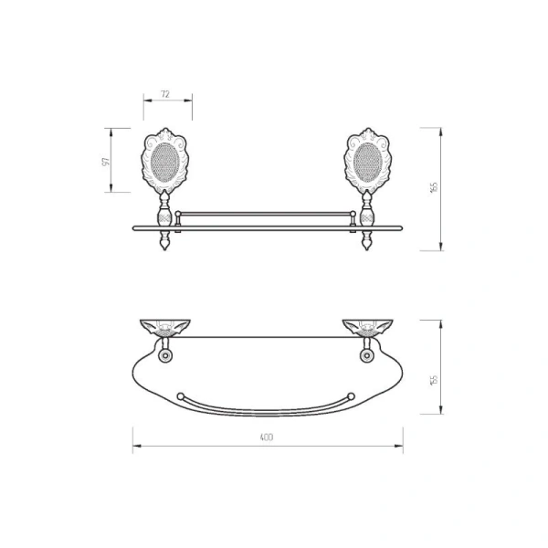 Полочка для ванной Migliore Cleopatra хром, классические, ретро, декорированные - фото 2