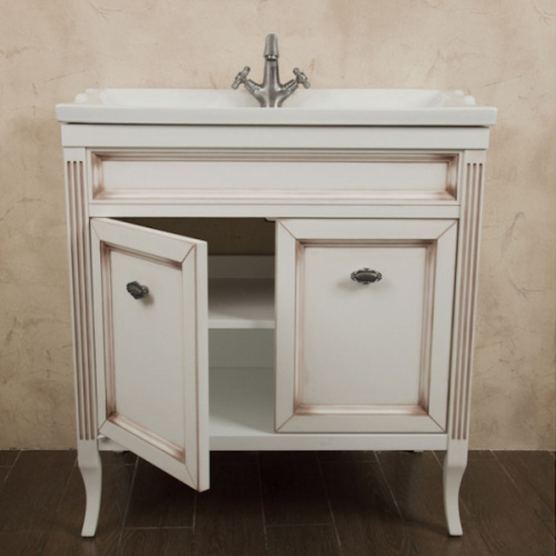 Тумба под раковину, цвет белый с патиной матовый, фурнитура состаренное серебро, La Beaute Vivien, по запросу index_1 - фото 4