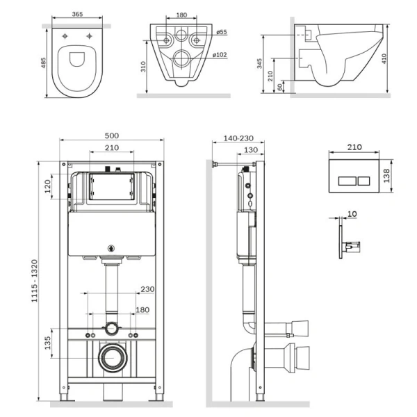 Унитаз с инсталляцией Am.Pm Spirit V2.0 с сиденьем микролифт и клавишей - фото 2
