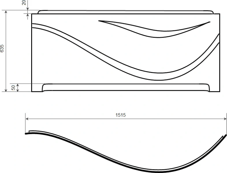 Фронтальная панель Timo 151.5x63.5 см правая, в наличии - фото 2