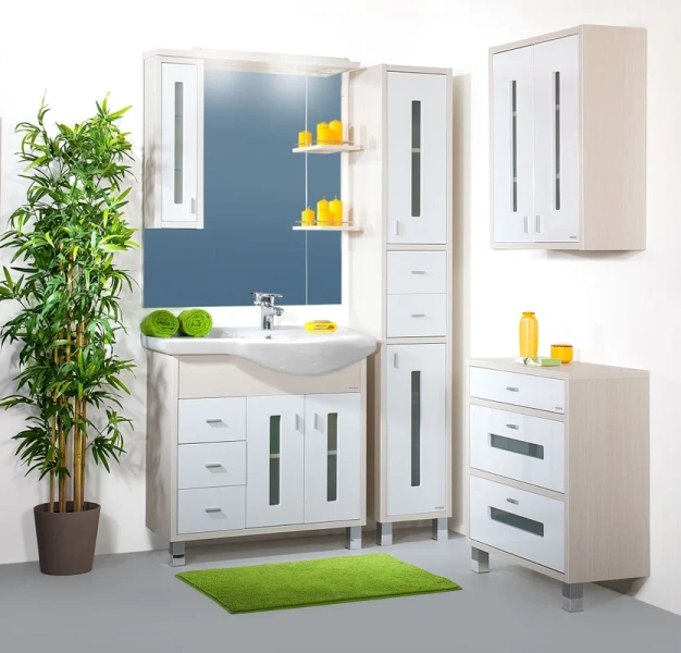 Пенал для ванной, цвет светлая лиственница/белый, Бриклаер Бали 34, 60 см - фото 3