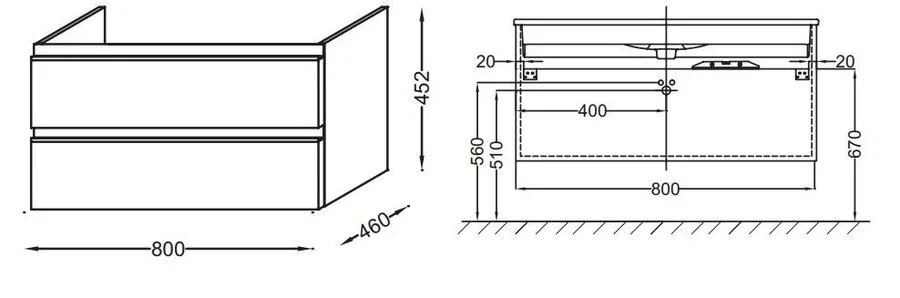 Тумба под раковину подвесная Jacob Delafon Vox 80 см белый блестящий лак, по запросу - фото 2