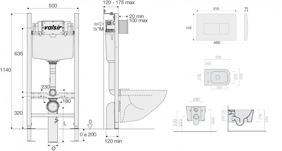 Унитаз с инсталляцией Valsir MEG11PRO с клавишей матовый хром - фото 2