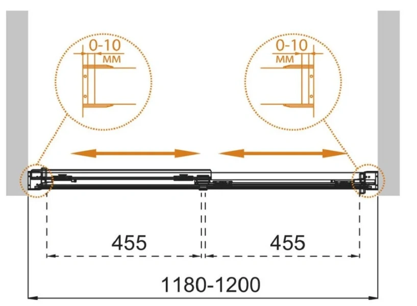 Душевая дверь в нишу Cezares Tandem-Soft 120 см стекло прозрачное - фото 3