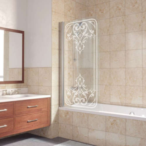 Душевая шторка на ванную рисунок матовый стекло прозрачное Vegas-glass EV 76 ARTDECO D2 L, хромированный профиль, бронзовый профиль, золотой профиль, белый профиль, матовый профиль, другие - фото 3