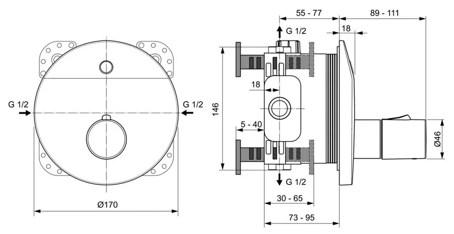 Смеситель для душа Ideal Standard Ceraplus встраиваемый, современные, hi-tech - фото 3