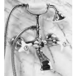 Смеситель для ванны с лейкой и шлангом Devon&Devon White Rose UTWR733 - фото 1