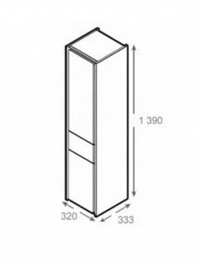 Шкаф-пенал подвесной Roca Ronda 32 см правый, белый матовый/бетон, 30 см - фото 3