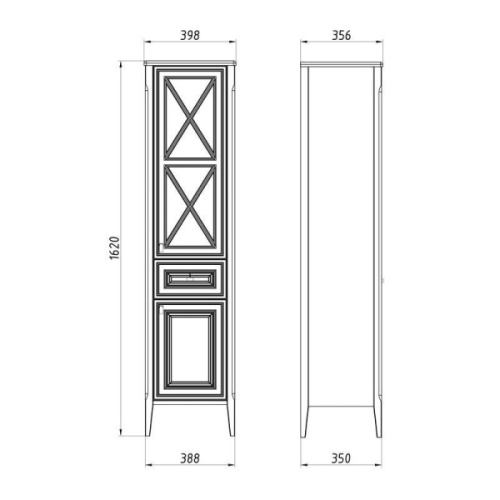 Шкаф-пенал напольный ASB-Woodline Монте 40 см бежевый, пристенные, высокие - фото 6