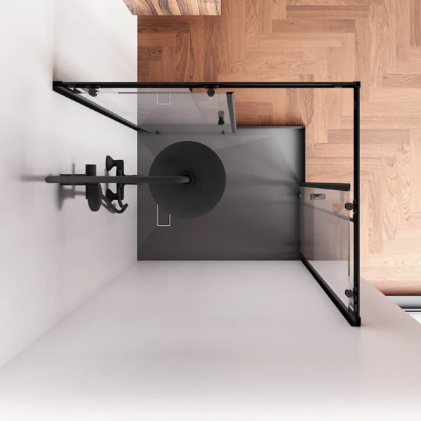 Душевой уголок Am.Pm Sunny 100x80 см черный матовый, недорогие, стеклянные, угловые, без поддона - фото 6