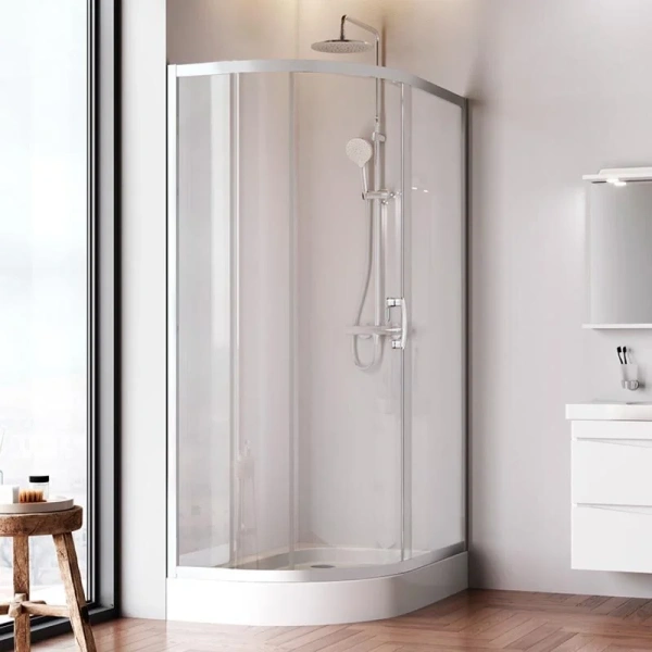 Душевой уголок Am.Pm Like 120x80 см стекло прозрачное, профиль матовый хром, стеклянные, угловые, без поддона - фото 6