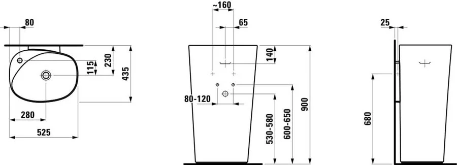 Раковина напольная Laufen Palomba 52 см белая, современные, hi-tech - фото 2