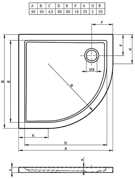 Душевой поддон акриловый R55 Riho Zurich 280 90x90 см - фото 2