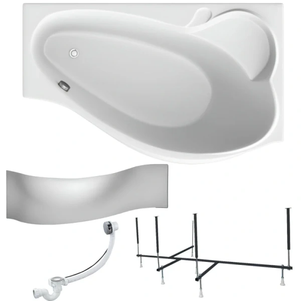 Ванна акриловая 1MarKa Gracia 01гр1590лкп/01гр1590пкп, 150 x 90 см, левая/правая, цвет белый, в наличии - фото 9