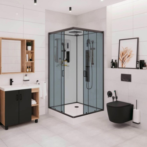 Душевая кабина Niagara Premium 90х90 см профиль черный матовый, квадратные - фото 2