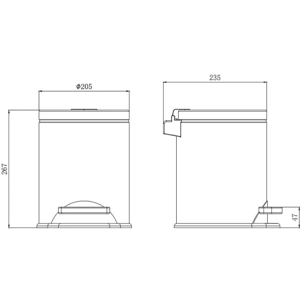 Мусорное ведро Акватек Вега с педалью черное матовое - фото 2