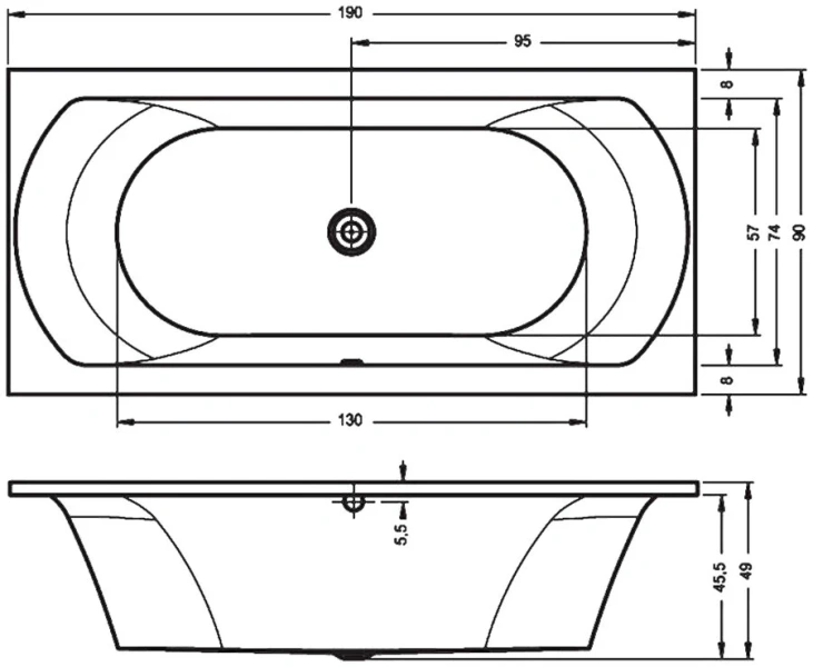 Ванна акриловая Riho Lima BB4800500000000 190х90 см - фото 2