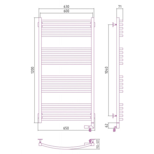 Полотенцесушитель электрический Сунержа Аркус 2.0 60x120 см правый - фото 3