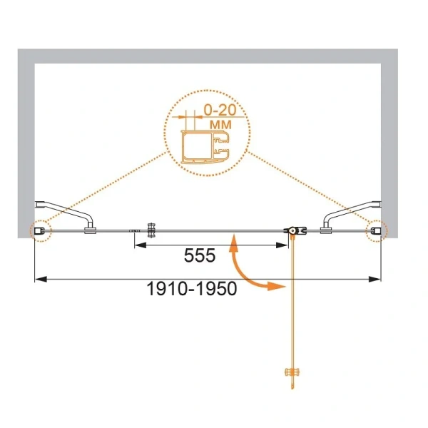 Душевая дверь Cezares ELENA-W-B-13-80+60/60-C-Cr 195 см профиль хром - фото 2