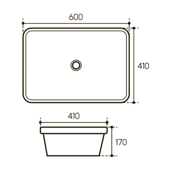 Раковина Aqueduto INSERTO 60 см прямоугольная - фото 2