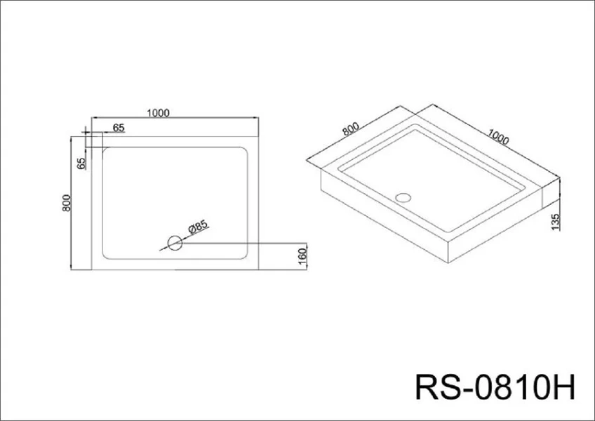 Душевой поддон Black&White Stellar Wind 100x80 см прямоугольный - фото 2