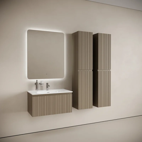 Тумба под раковину подвесная Sancos Code 80 см серо-бежевая, 80 см - фото 6