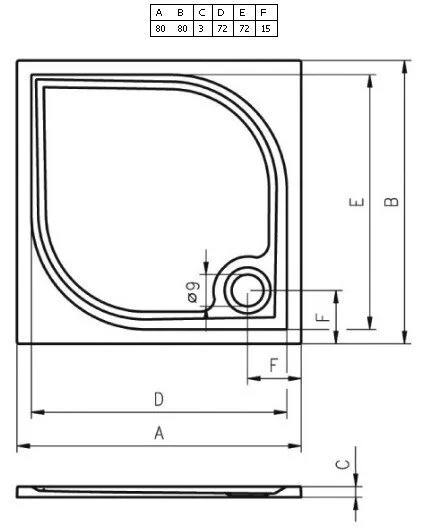 Душевой поддон из литьевого мрамора белый с сифоном Riho Kolping DB20 80x80 см, низкие до 15 см - фото 2