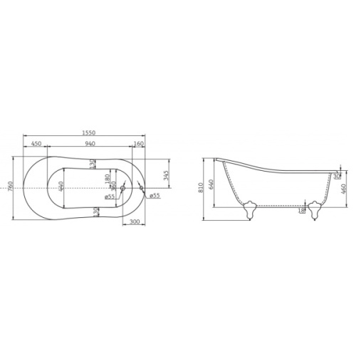 Ванна акриловая BelBagno 155х76 см отдельностоящая - фото 4
