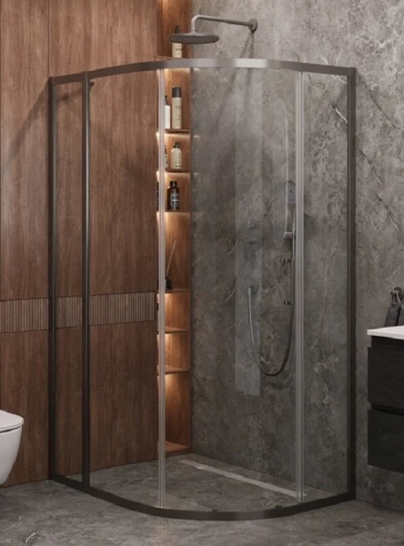 Душевой уголок Cezares Molveno 110х90 см прозрачное стекло профиль оружейная сталь - фото 1