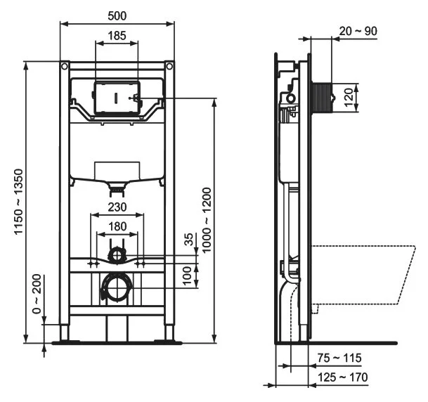 Унитаз с инсталляцией Ideal Standard Connect Air Prosys Solea M1 с механической панелью смыва - фото 2