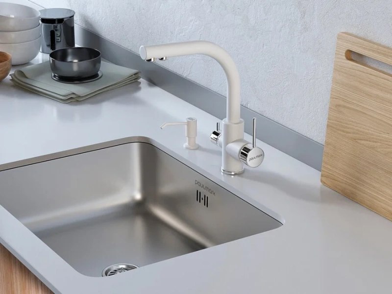 Смеситель для кухни Paulmark Essen белый матовый, белые - фото 4