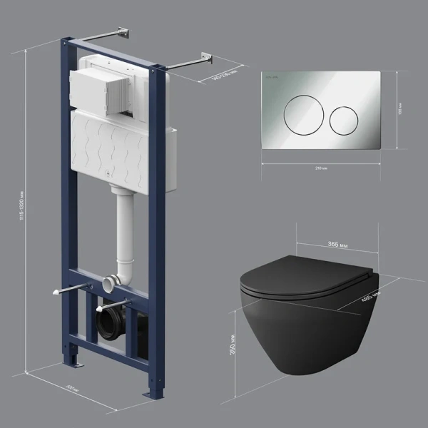 Унитаз с инсталляцией Am.Pm Spirit V2.0 черный, с инсталляцией index_1 - фото 5