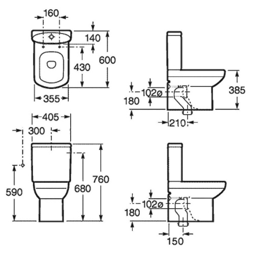 Унитаз компакт Dama Senso Compacto 342518000 с двойным выпуском - фото 3