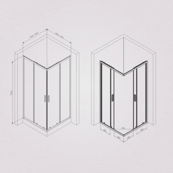 Душевой уголок Am.Pm Gem S 90x90 см профиль черный матовый, стекло прозрачное - фото 2