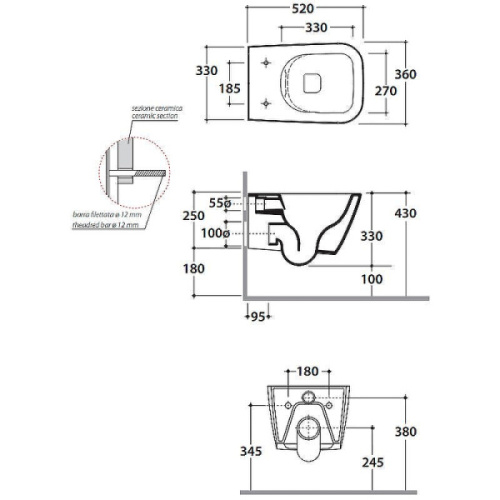 Унитаз подвесной Globo Stone белый матовый - фото 4