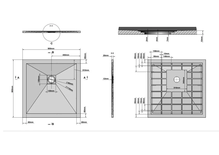 Душевой поддон Grossman Strong 90x90 см белый, недорогие - фото 2