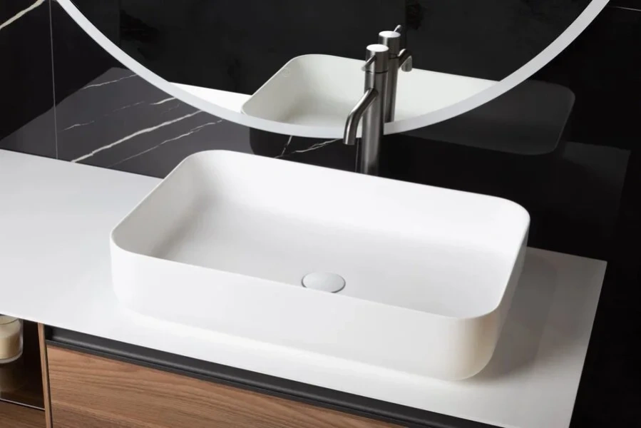 Раковина Boheme Corian 60 см белая, из камня - фото 7