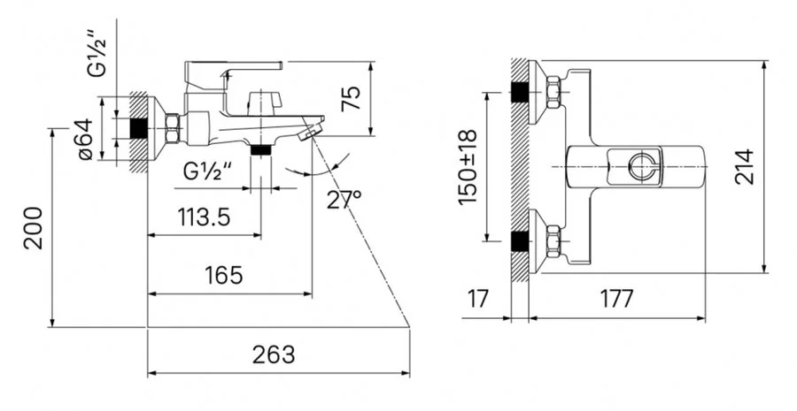 Смеситель для ванны IDDIS Bild черный матовый, для ванны - фото 2