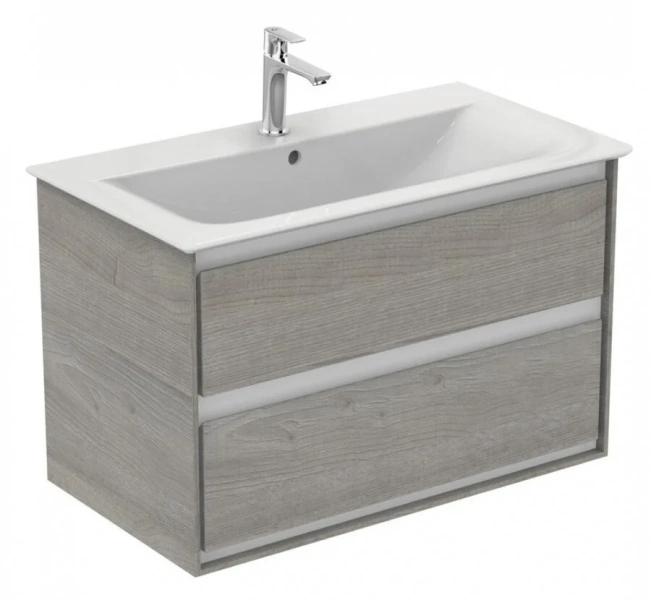 Тумба под раковину подвесная Ideal Standard Connect Air 80 см светло-серое дерево, белый матовый - фото 1