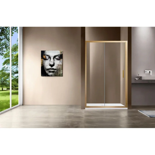 Душевая дверь в нишу Vincea Garda 130 см профиль золото стекло прозрачное, 130 см - фото 3
