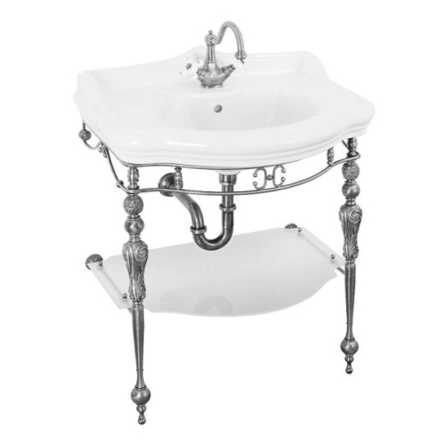 Раковина консоль Migliore Bella 20604 73 см с белой матовой полкой - фото 1