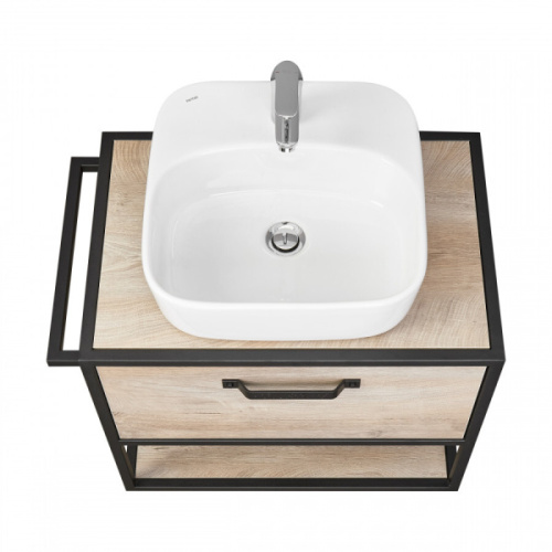 Тумба под раковину подвесная Акватон Лофт Фабрик 65 см дуб эндгрейн, моноблок, под накладную раковину - фото 5