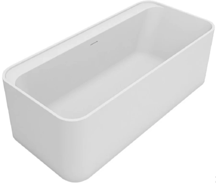 Ванна Uni-Flow Kube из искусственного камня Solid surface FS324-1700 Matt White, 170 х 78 см, белая матовая - фото 3