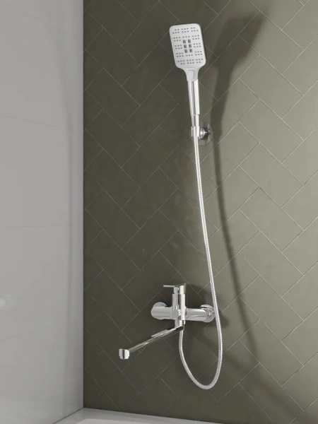 Смеситель для ванны Cersanit Brasko хром, из латуни, прямоугольная форма - фото 5