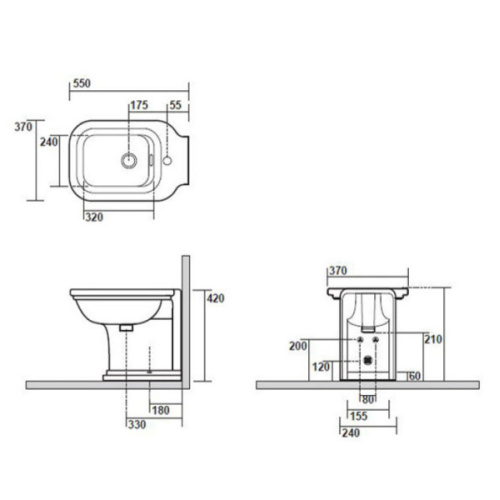 Биде напольное Kerasan Waldorf черное - фото 3