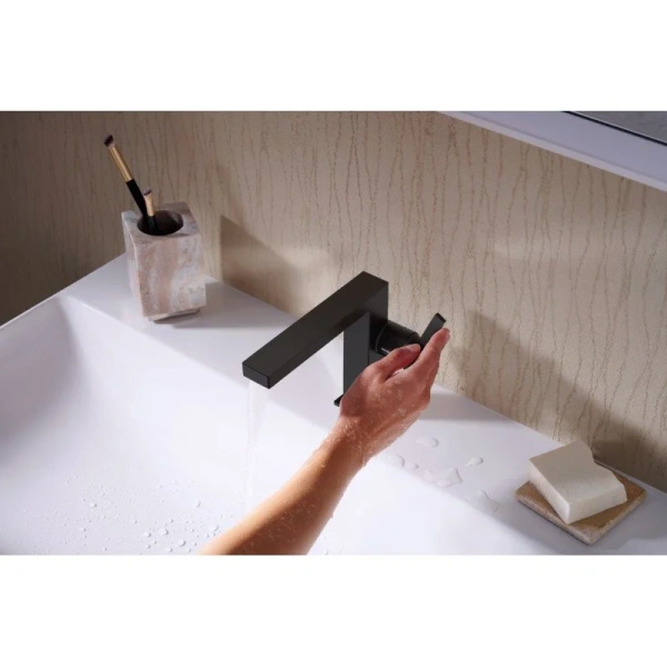Смеситель для раковины Hansgrohe Tecturis E матовый черный, с коротким изливом - фото 7